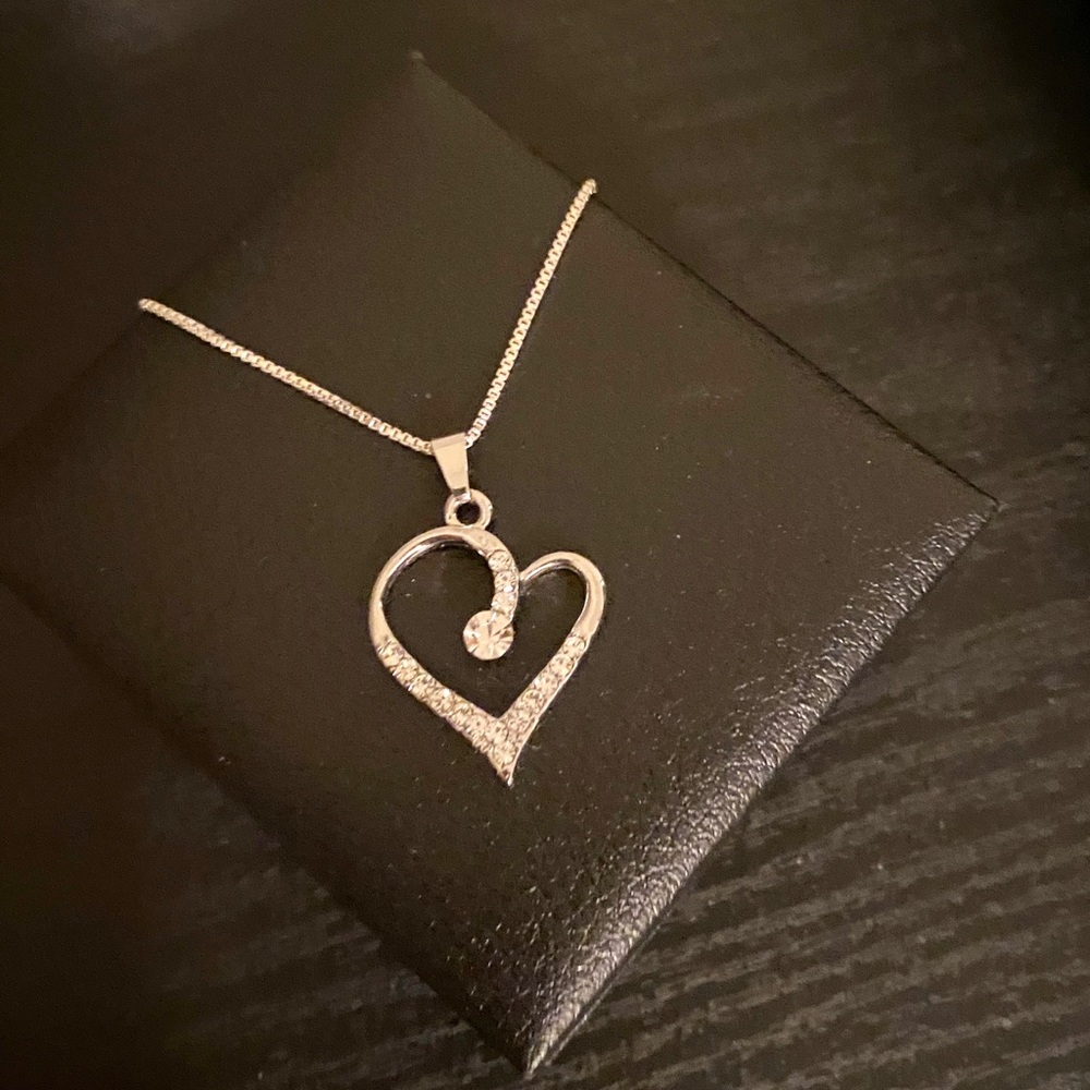 Timeless Sterling Silver CZ Heart PendantNecklace